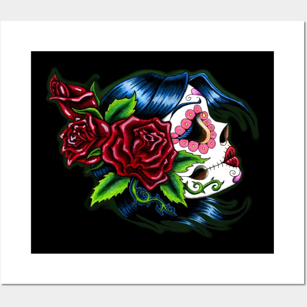 Classic Tattoo Style Sugar Skull Wall Art by Redemption Tshirt Co.